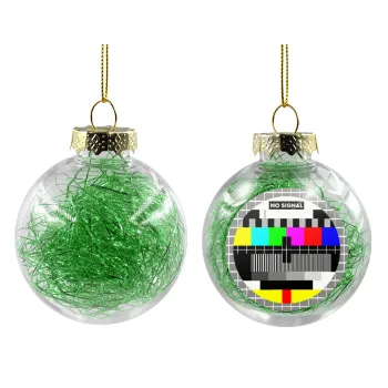 No signal, Transparent Christmas tree ball ornament with green filling 8cm
