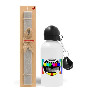 No signal, Easter Set, metallic aluminum water bottle (500ml) & aromatic flat Easter candle (30cm) (GRAY)