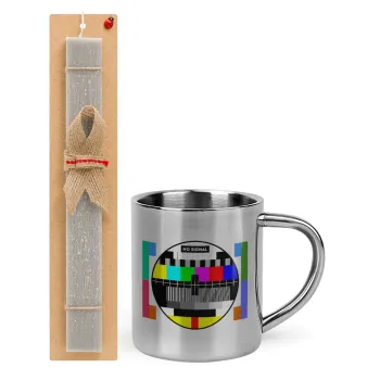 No signal, Easter Set, metallic thermal cup (300ml) & Easter aromatic flat candle (30cm) (GRAY)