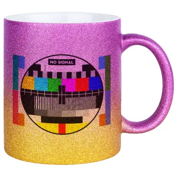 No signal, Κούπα Χρυσή/Ροζ Glitter, κεραμική, 330ml