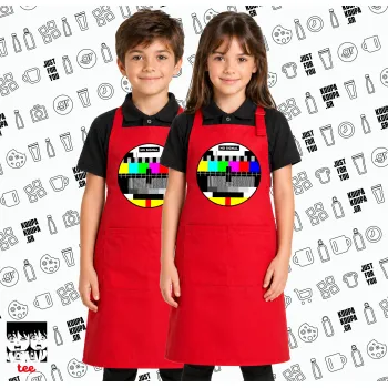 No signal, Κόκκινη ΠΑΙΔΙΚΗ Ποδιά μακριά Σεφ ολόσωμη με τσέπες