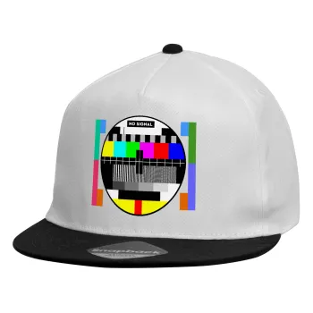 No signal, Καπέλο παιδικό Flat Snapback, Λευκό (100% ΒΑΜΒΑΚΕΡΟ, ΠΑΙΔΙΚΟ, UNISEX, ONE SIZE)
