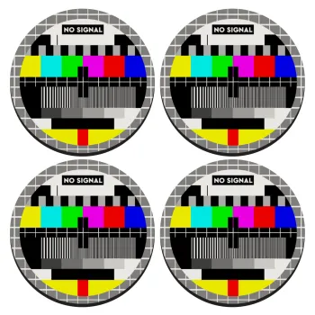 No signal, SET of 4 round wooden coasters (9cm)