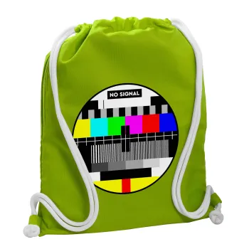 No signal, Backpack bag GYMBAG LIME GREEN, with pocket (40x48cm) & thick cords