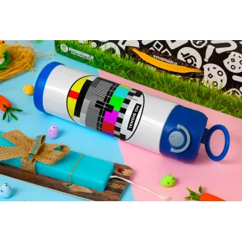 No signal, Πασχαλινή Λαμπάδα με Παιδικό παγούρι θερμό, ανοξείδωτο, με καλαμάκι ασφαλείας, ΜΠΛΕ (500ml)