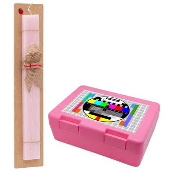 No signal, Easter Set, children's snack container PINK & scented flat Easter candle (30cm) (PINK)