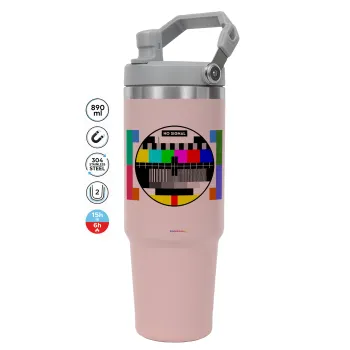 No signal, Pink color, 890ml (30oz) stainless Steel Tumbler with Handle