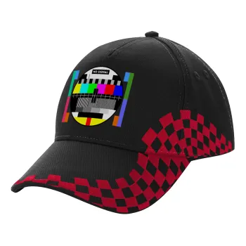 No signal, Adult Cap RACING Ultimate Black/Red, (100% COTTON DRILL, ADULT, UNISEX, ONE SIZE)