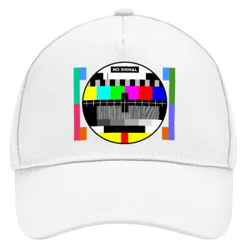 No signal, Adult Baseball Cap, Drill, White (100% COTTON, ADULT, UNISEX, ONE SIZE)