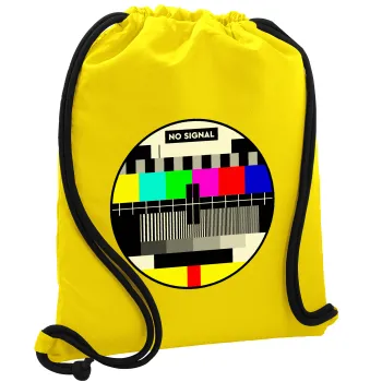 No signal, Backpack pouch GYMBAG Yellow, with pocket (40x48cm) & thick cords