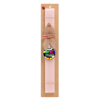 No signal, Easter Set, wooden keychain & scented flat Easter candle (30cm) (PINK)