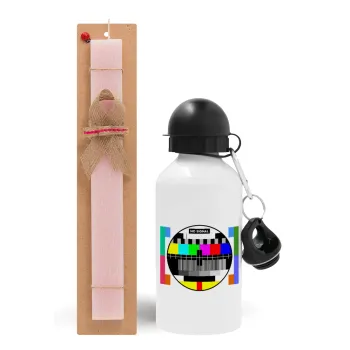 No signal, Easter Set, metallic aluminum bottle (500ml) & aromatic flat Easter candle (30cm) (PINK)