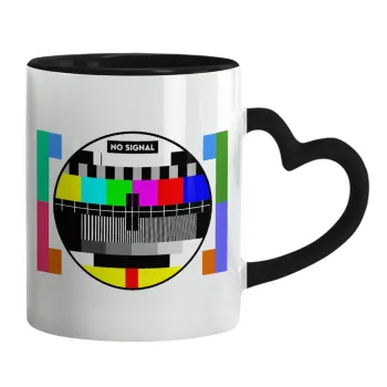 No signal, Mug heart black handle, ceramic, 330ml