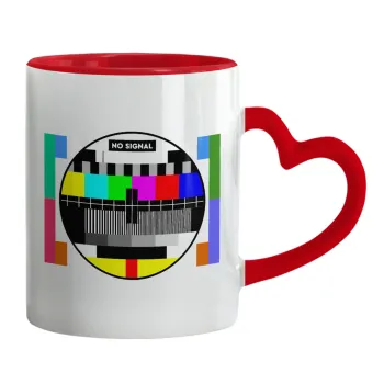 No signal, Mug heart red handle, ceramic, 330ml