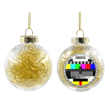 No signal, Transparent Christmas tree ball ornament with gold filling 8cm