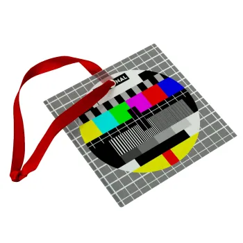 No signal, Στολίδι Χριστουγεννιάτικο στολίδι γυάλινο τετράγωνο 9x9cm