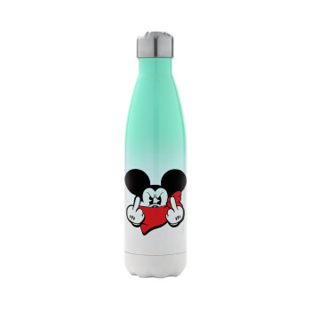 Mickey fuck off, Metal mug thermos Green/White (Stainless steel), double wall, 500ml