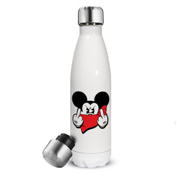 Mickey fuck off, Metal mug thermos White (Stainless steel), double wall, 500ml