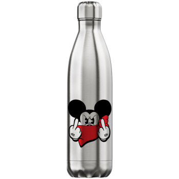 Mickey fuck off, Inox (Stainless steel) hot metal mug, double wall, 750ml