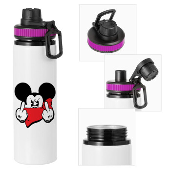 Mickey fuck off, Metallic water bottle with safety lid, 850ml aluminum