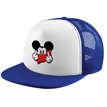 Mickey fuck off, Καπέλο Soft Trucker με Δίχτυ Blue/White 