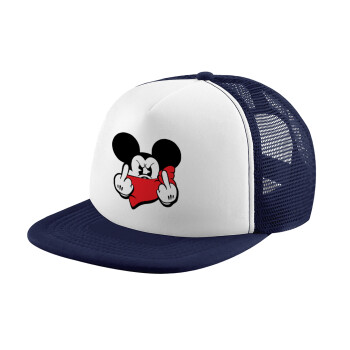 Mickey fuck off, Καπέλο Soft Trucker με Δίχτυ Dark Blue/White 