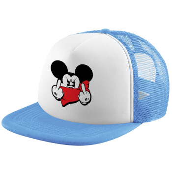 Mickey fuck off, Καπέλο Soft Trucker με Δίχτυ Γαλάζιο/Λευκό