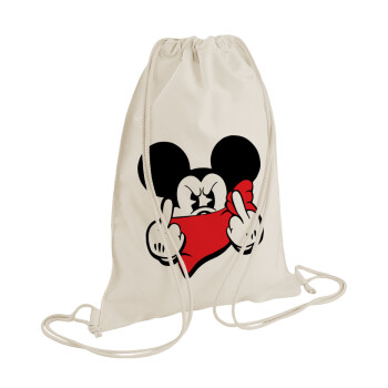 Mickey fuck off, Τσάντα πλάτης πουγκί GYMBAG natural (28x40cm)