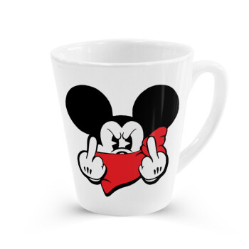 Mickey fuck off, Κούπα κωνική Latte Λευκή, κεραμική, 300ml