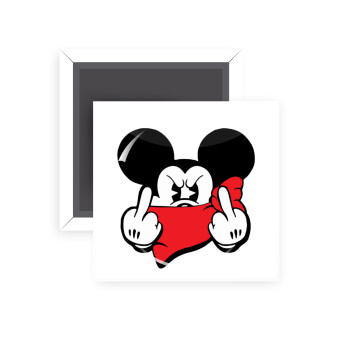 Mickey fuck off, Μαγνητάκι ψυγείου τετράγωνο διάστασης 5x5cm