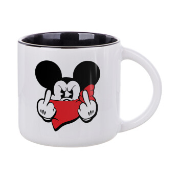 Mickey fuck off, Κούπα κεραμική 400ml Λευκή/Μαύρη