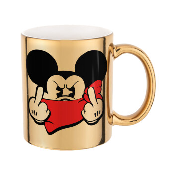 Mickey fuck off, Mug ceramic, gold mirror, 330ml