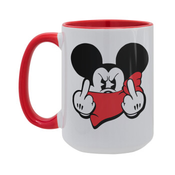 Mickey fuck off, Κούπα Mega 15oz, κεραμική Κόκκινη, 450ml