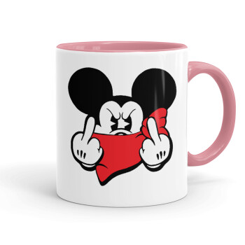 Mickey fuck off, Mug colored pink, ceramic, 330ml