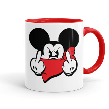 Mickey fuck off, Mug colored red, ceramic, 330ml