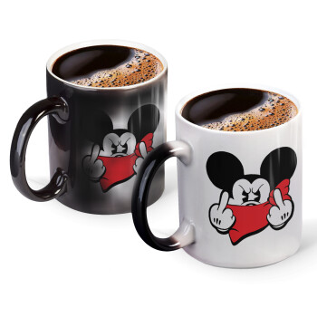Mickey fuck off, Color changing magic Mug, ceramic, 330ml when adding hot liquid inside, the black colour desappears (1 pcs)