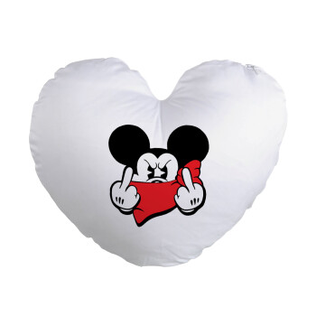 Mickey fuck off, Μαξιλάρι καναπέ καρδιά 40x40cm περιέχεται το  γέμισμα