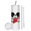 Tumbler stainless steel 600ml, with metal straw & cleaning brush