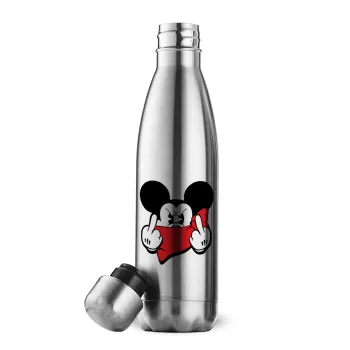 Mickey fuck off, Μεταλλικό παγούρι θερμός Inox (Stainless steel), διπλού τοιχώματος, 500ml