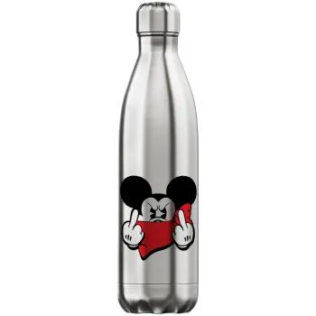 Mickey fuck off, Μεταλλικό παγούρι θερμός Inox (Stainless steel), διπλού τοιχώματος, 750ml