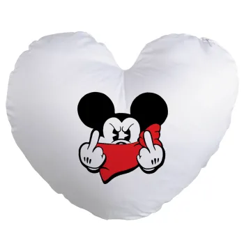 Mickey fuck off, Μαξιλάρι καναπέ καρδιά 40x40cm περιέχεται το  γέμισμα