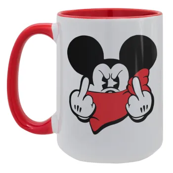 Mickey fuck off, Κούπα Mega 15oz, κεραμική Κόκκινη, 450ml