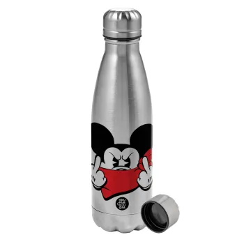 Mickey fuck off, Metallic water bottle, stainless steel, 750ml