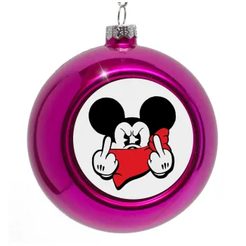 Mickey fuck off, Στολίδι Χριστουγεννιάτικη μπάλα δένδρου Μωβ 8cm