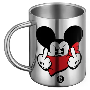 Mickey fuck off, Ανοξείδωτη Μεταλλική Κούπα 450ml - Διπλού Τοιχώματος