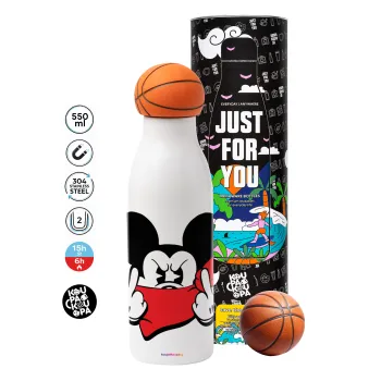 Mickey fuck off, Μπάλα μπάσκετ μεταλλικό παγούρι θερμός, διπλού τοιχώματος, 550ml