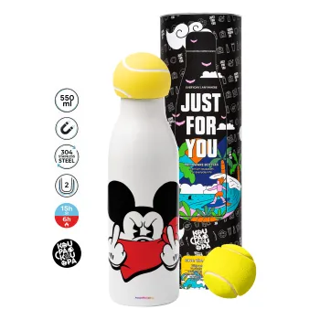 Mickey fuck off, Μπάλα τένις μεταλλικό παγούρι θερμός, διπλού τοιχώματος, 550ml