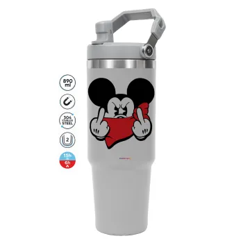 Mickey fuck off, GREY color, 890ml (30oz) stainless Steel Tumbler with Handle