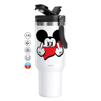 Mickey fuck off, Mega Stainless steel Tumbler with lid, double wall 1,2L