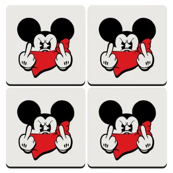 Mickey fuck off, ΣΕΤ 4 Σουβέρ ξύλινα τετράγωνα (9cm)